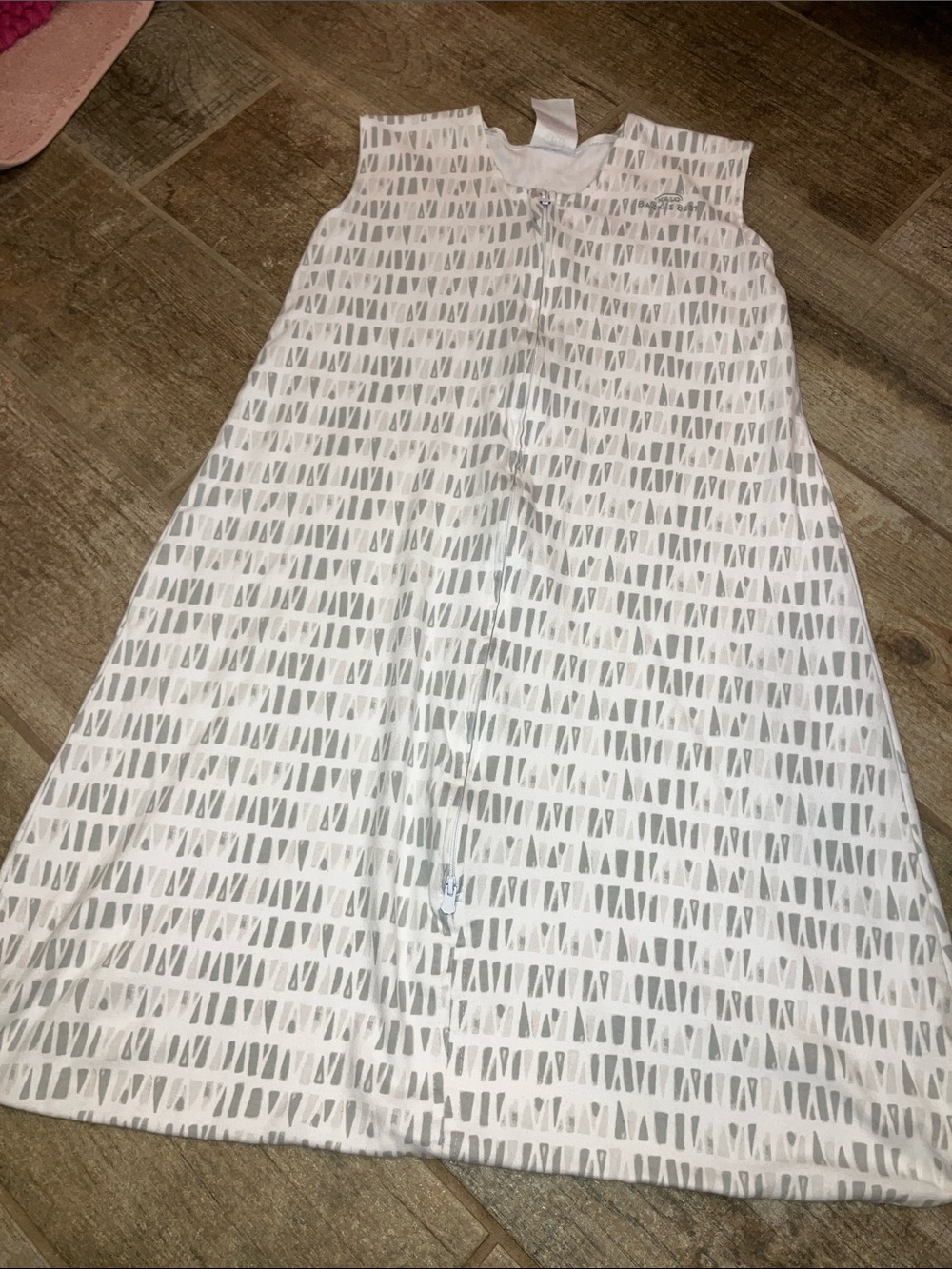 Halo SLEEPSACK WEARABLE BLANKET 100% COTTON GREY SQUARES + TRIANGLES UNISEX